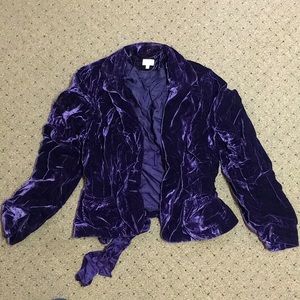 Whistles London Purple velvet cropped jacket size US10/UK 14